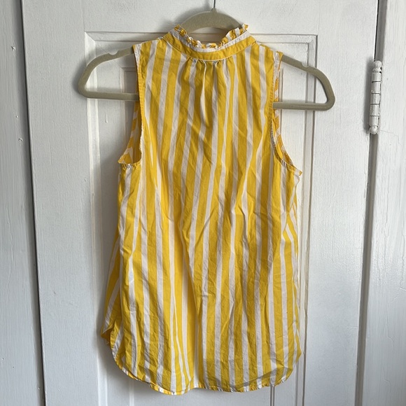 J. Crew Ruffle Neck Tank in Wide Stripe Cotton - Picture 7 of 8